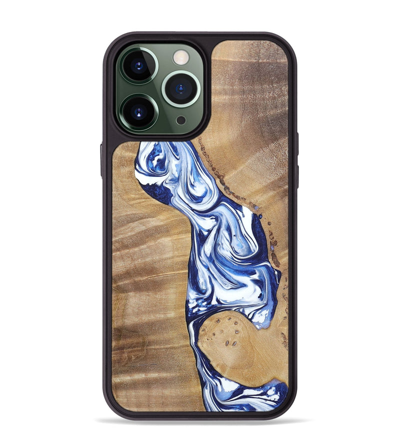 iPhone 13 Pro Max Wood+Resin Phone Case - Karen (Blue, 695603)