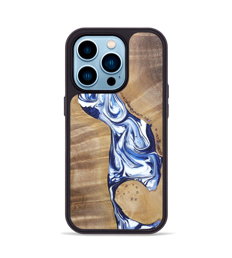iPhone 14 Pro Wood+Resin Phone Case - Karen (Blue, 695603)