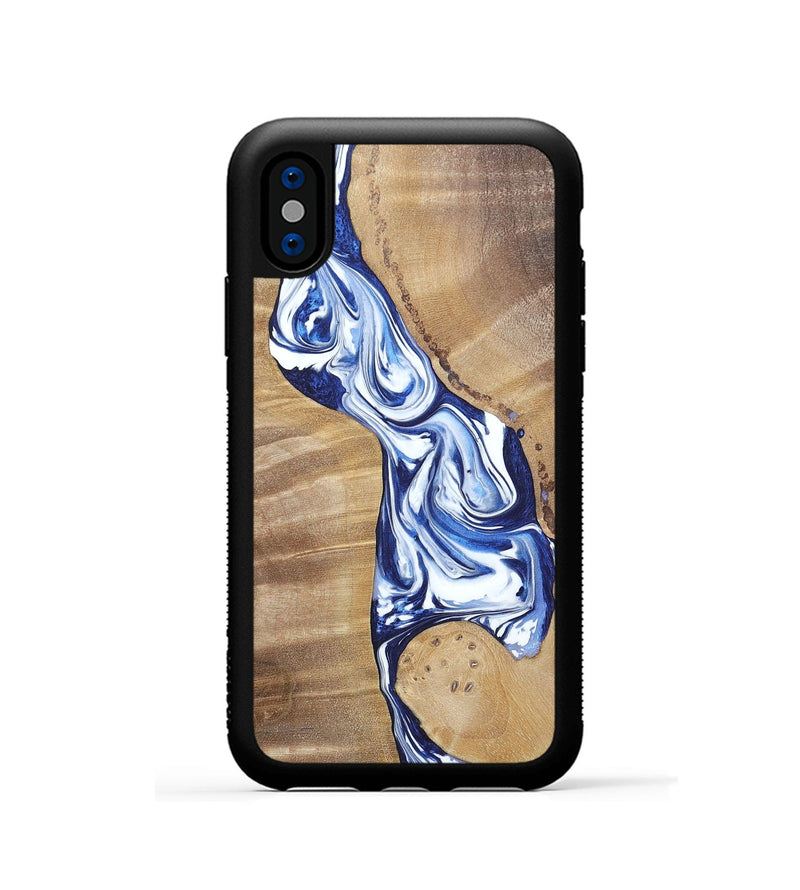 iPhone Xs Wood+Resin Phone Case - Karen (Blue, 695603)