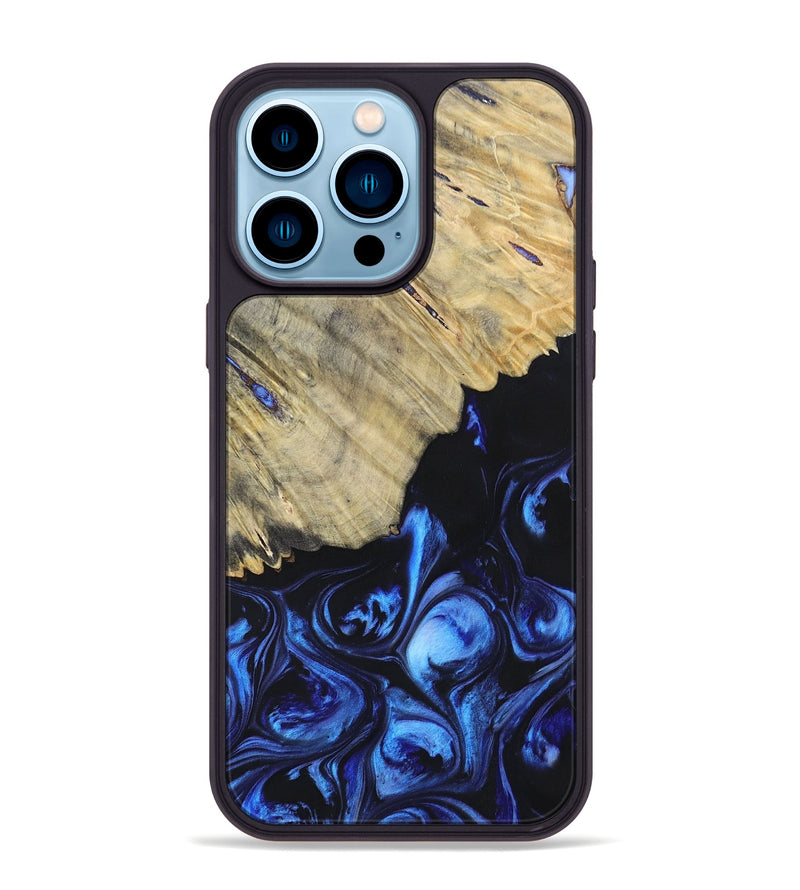 iPhone 14 Pro Max Wood+Resin Phone Case - Analia (Blue, 695604)