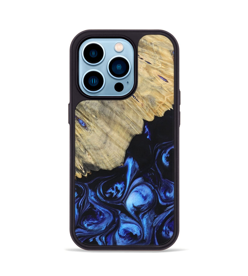 iPhone 14 Pro Wood+Resin Phone Case - Analia (Blue, 695604)