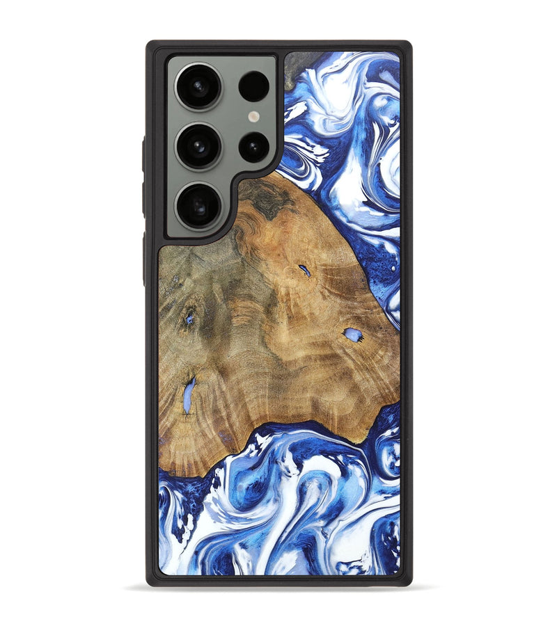 Galaxy S23 Ultra Wood+Resin Phone Case - Sara (Blue, 695607)