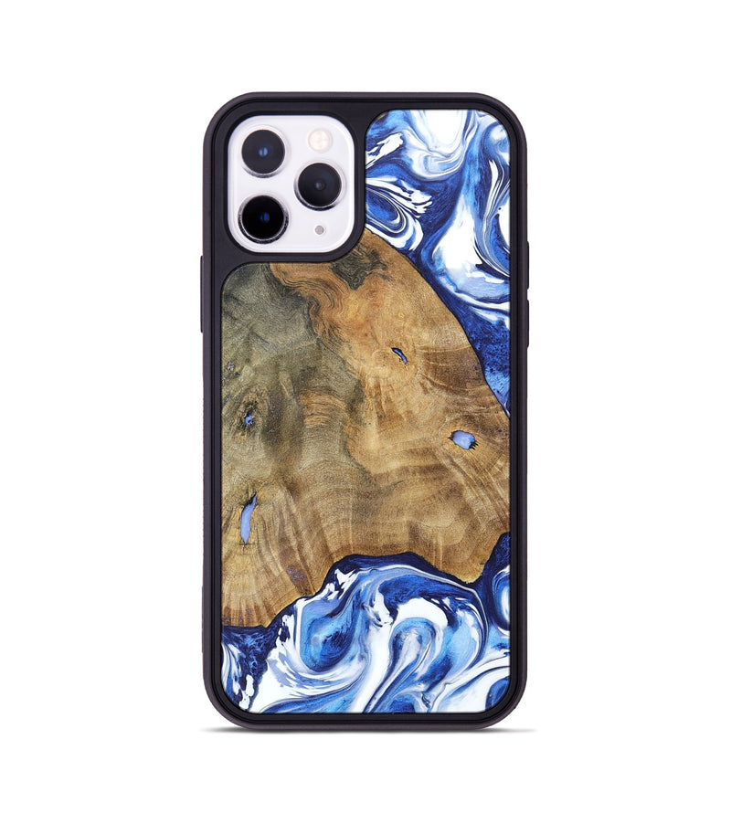 iPhone 11 Pro Wood+Resin Phone Case - Sara (Blue, 695607)