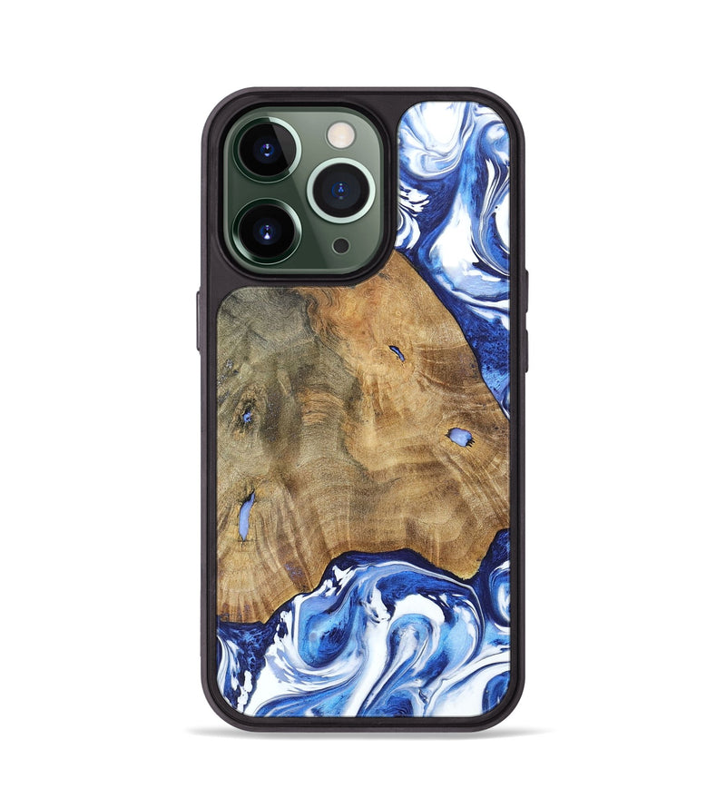 iPhone 13 Pro Wood+Resin Phone Case - Sara (Blue, 695607)