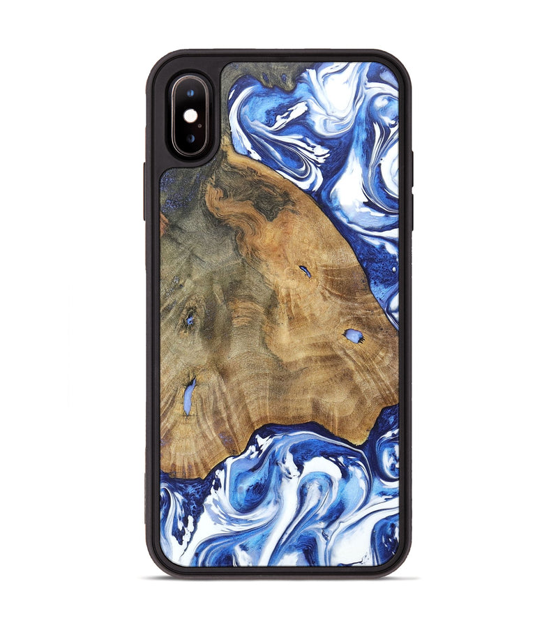 iPhone Xs Max Wood+Resin Phone Case - Sara (Blue, 695607)