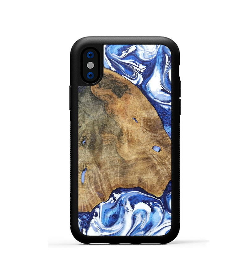 iPhone Xs Wood+Resin Phone Case - Sara (Blue, 695607)
