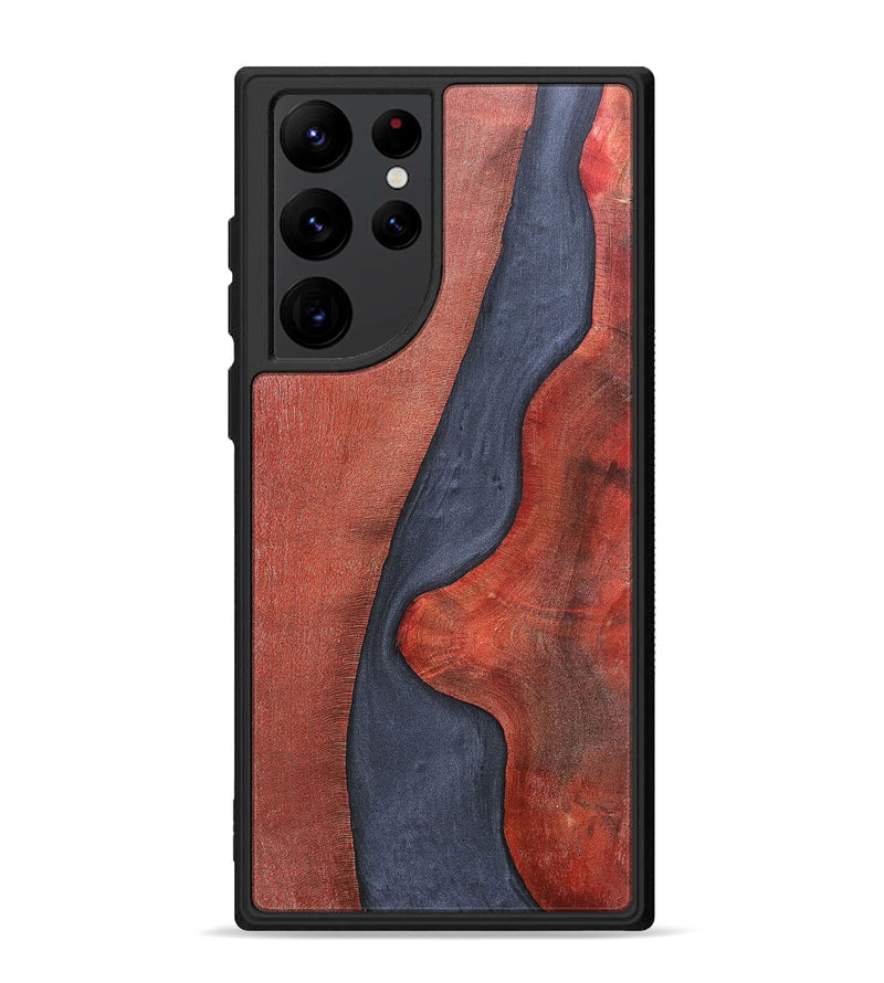 Galaxy S22 Ultra Wood+Resin Phone Case - Samantha (Pure Black, 695646)