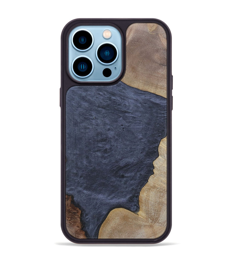 iPhone 14 Pro Max Wood+Resin Phone Case - Walker (Pure Black, 695657)