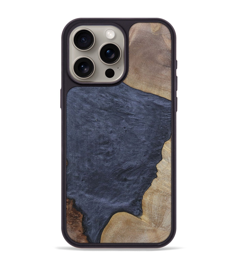 iPhone 15 Pro Max Wood+Resin Phone Case - Walker (Pure Black, 695657)