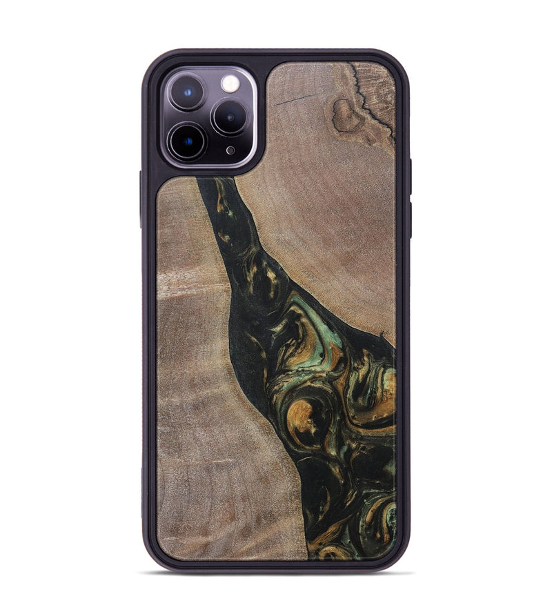 iPhone 11 Pro Max Wood+Resin Phone Case - Graham (Green, 695666)