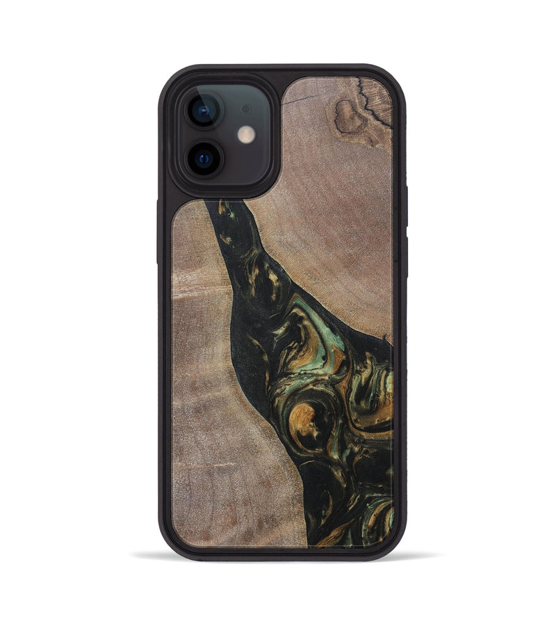 iPhone 12 Wood+Resin Phone Case - Graham (Green, 695666)