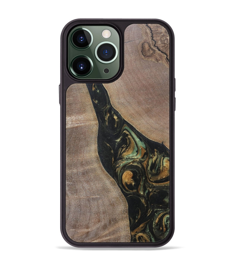 iPhone 13 Pro Max Wood+Resin Phone Case - Graham (Green, 695666)