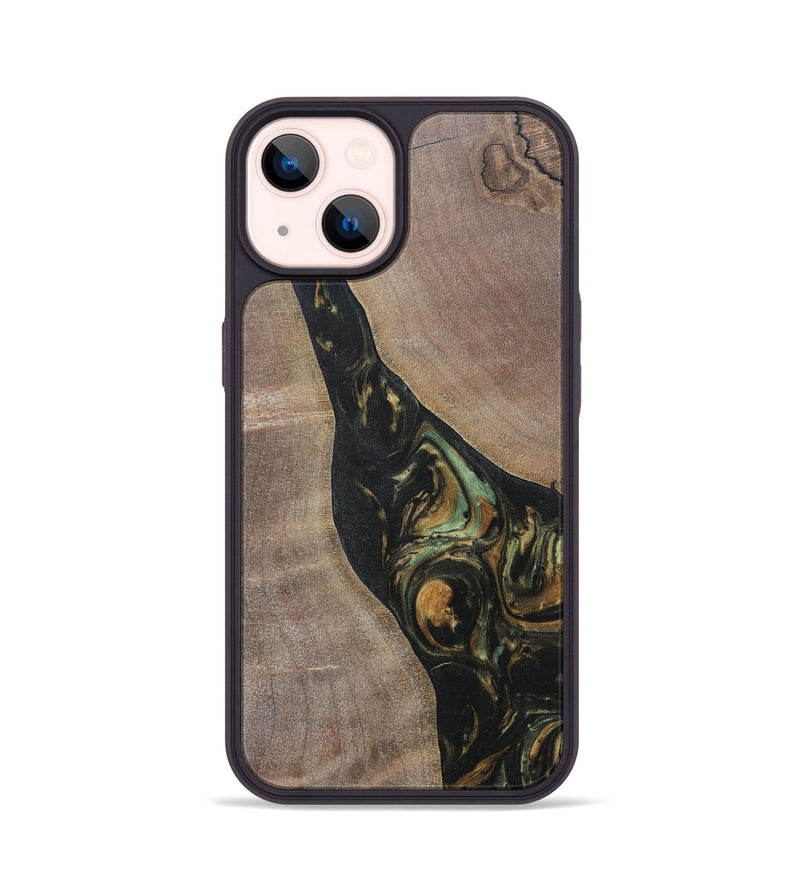 iPhone 14 Wood+Resin Phone Case - Graham (Green, 695666)