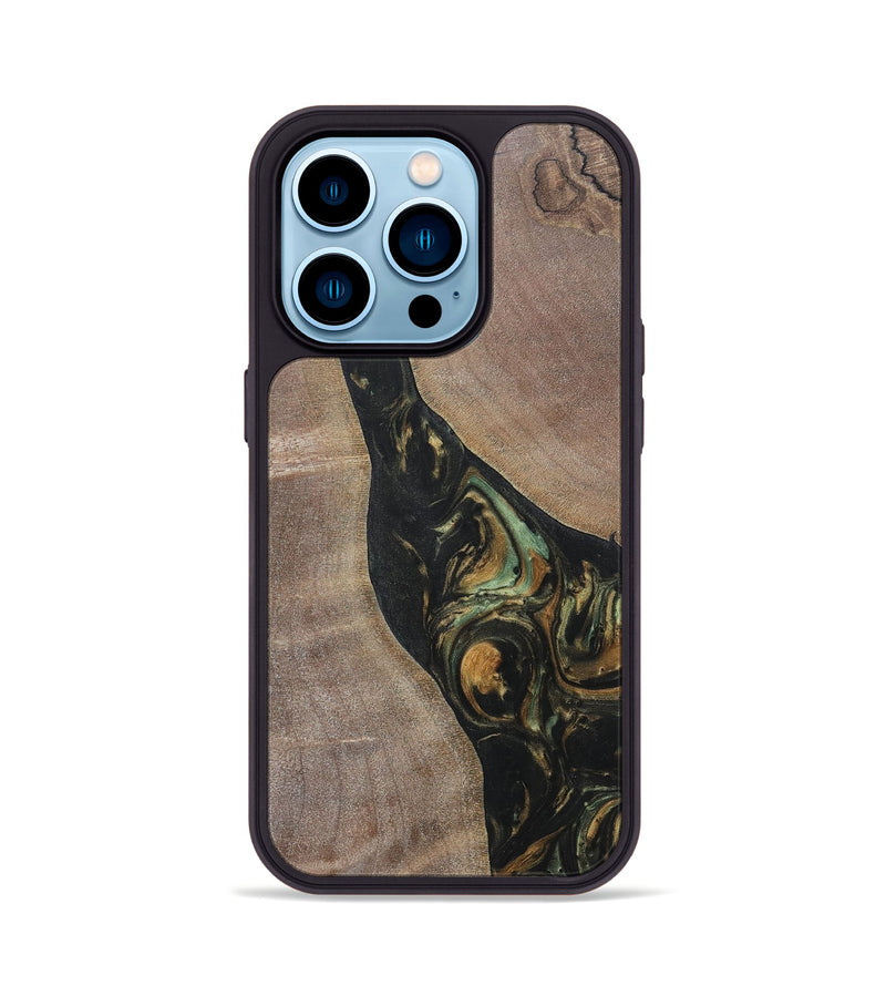 iPhone 14 Pro Wood+Resin Phone Case - Graham (Green, 695666)