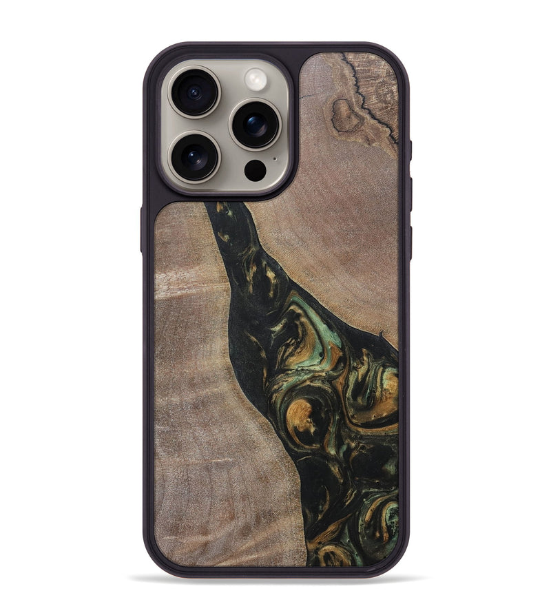 iPhone 15 Pro Max Wood+Resin Phone Case - Graham (Green, 695666)
