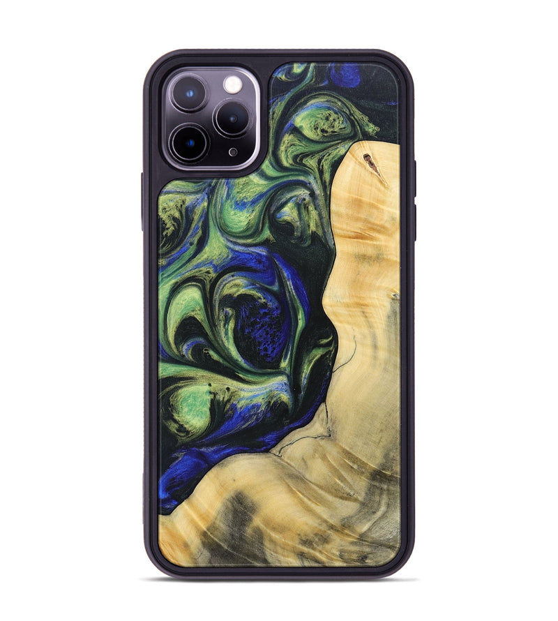 iPhone 11 Pro Max Wood+Resin Phone Case - Harold (Green, 695668)