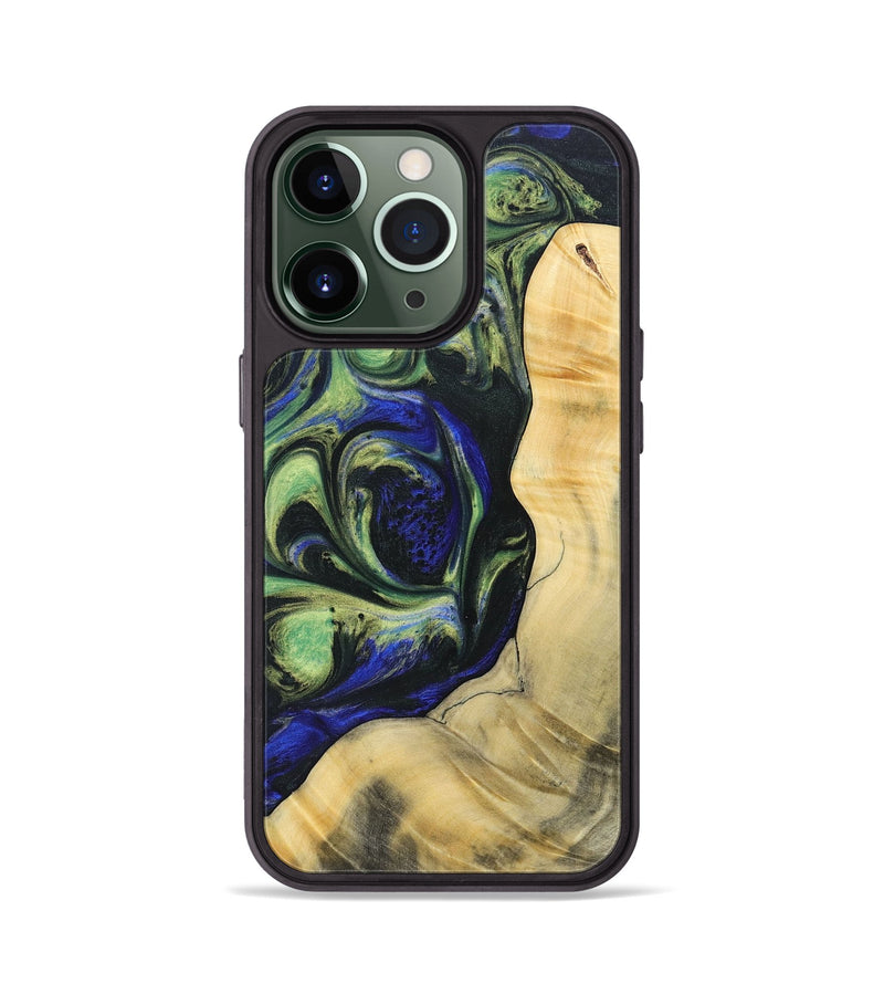 iPhone 13 Pro Wood+Resin Phone Case - Harold (Green, 695668)