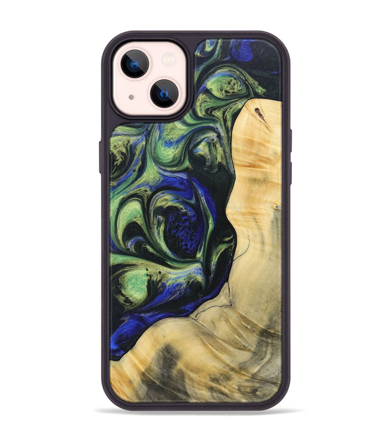 iPhone 14 Plus Wood+Resin Phone Case - Harold (Green, 695668)