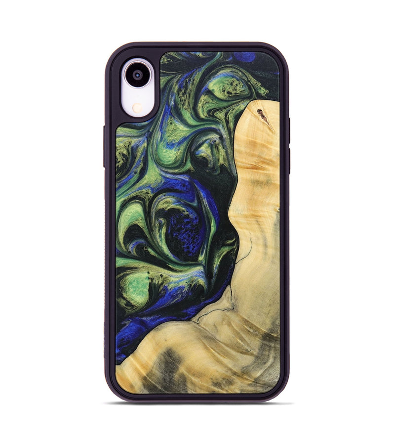 iPhone Xr Wood+Resin Phone Case - Harold (Green, 695668)