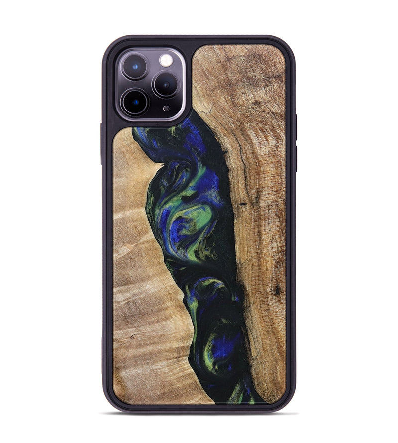 iPhone 11 Pro Max Wood+Resin Phone Case - Kris (Green, 695669)