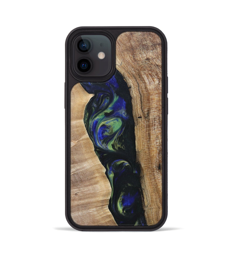 iPhone 12 Wood+Resin Phone Case - Kris (Green, 695669)