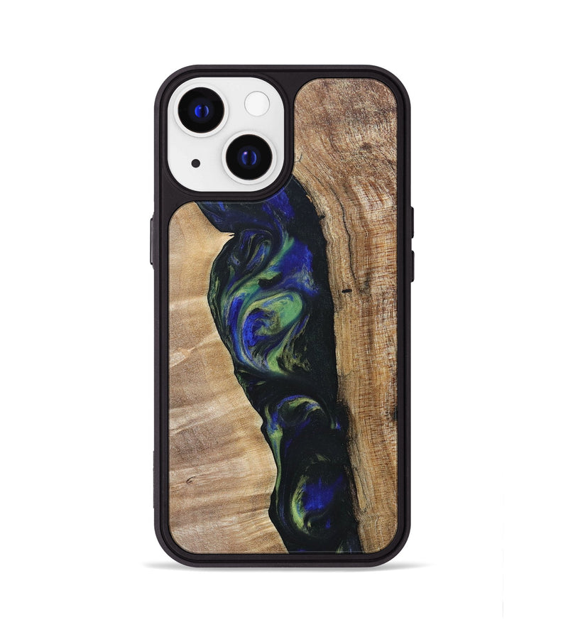 iPhone 13 Wood+Resin Phone Case - Kris (Green, 695669)
