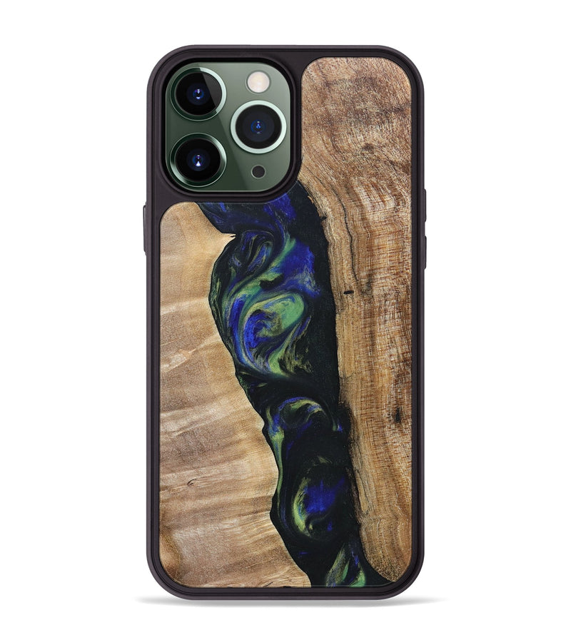 iPhone 13 Pro Max Wood+Resin Phone Case - Kris (Green, 695669)