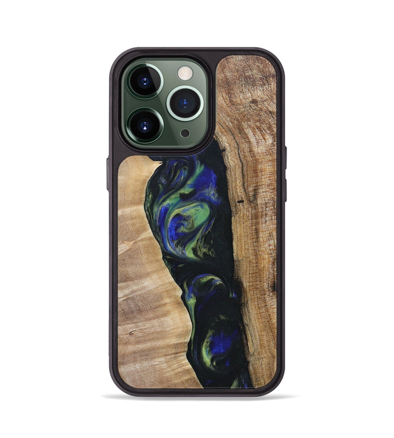 iPhone 13 Pro Wood+Resin Phone Case - Kris (Green, 695669)