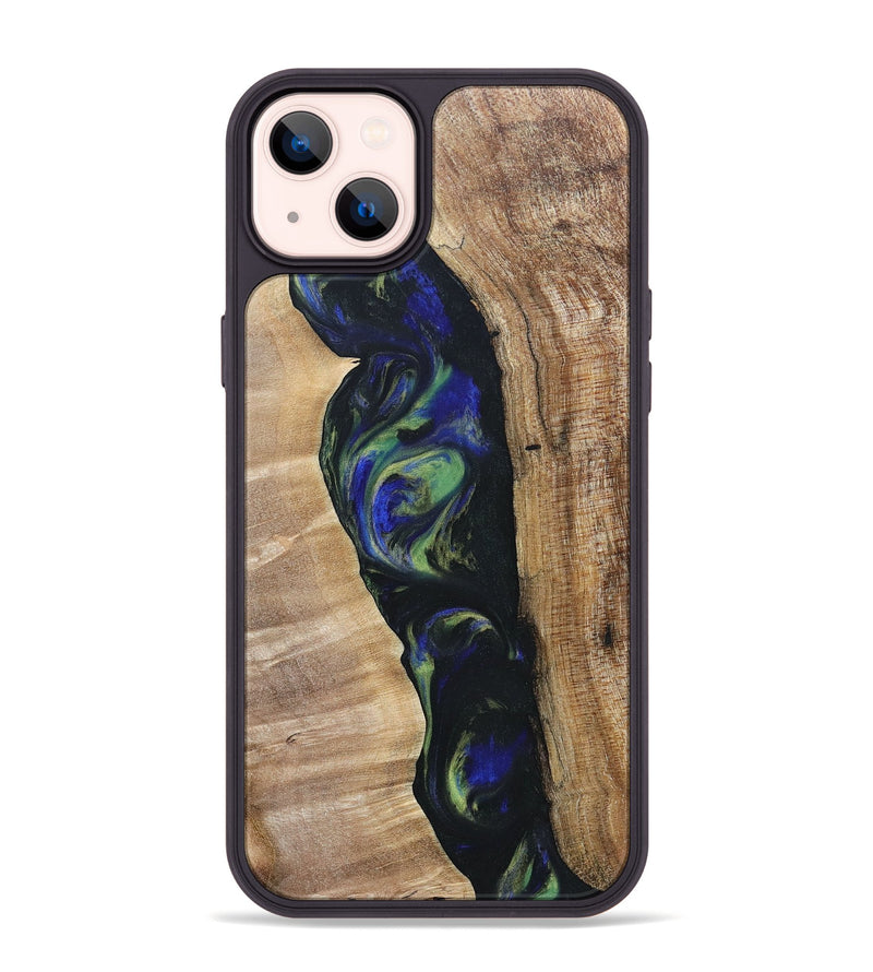 iPhone 14 Plus Wood+Resin Phone Case - Kris (Green, 695669)