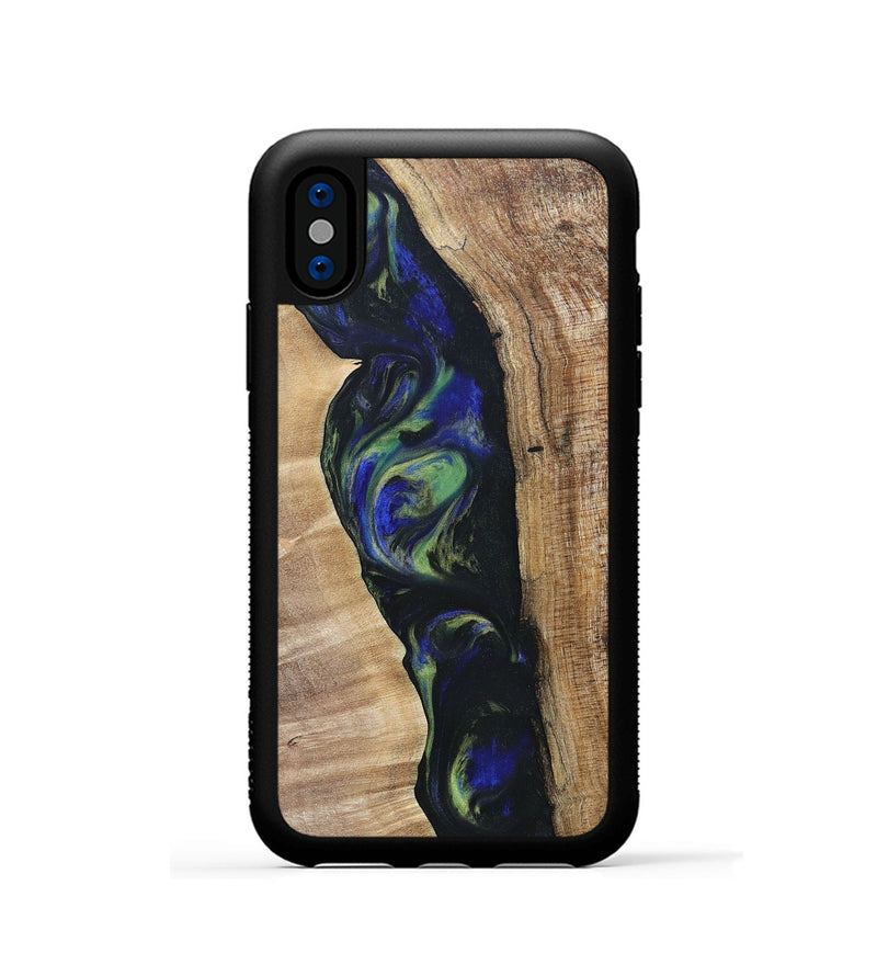 iPhone Xs Wood+Resin Phone Case - Kris (Green, 695669)
