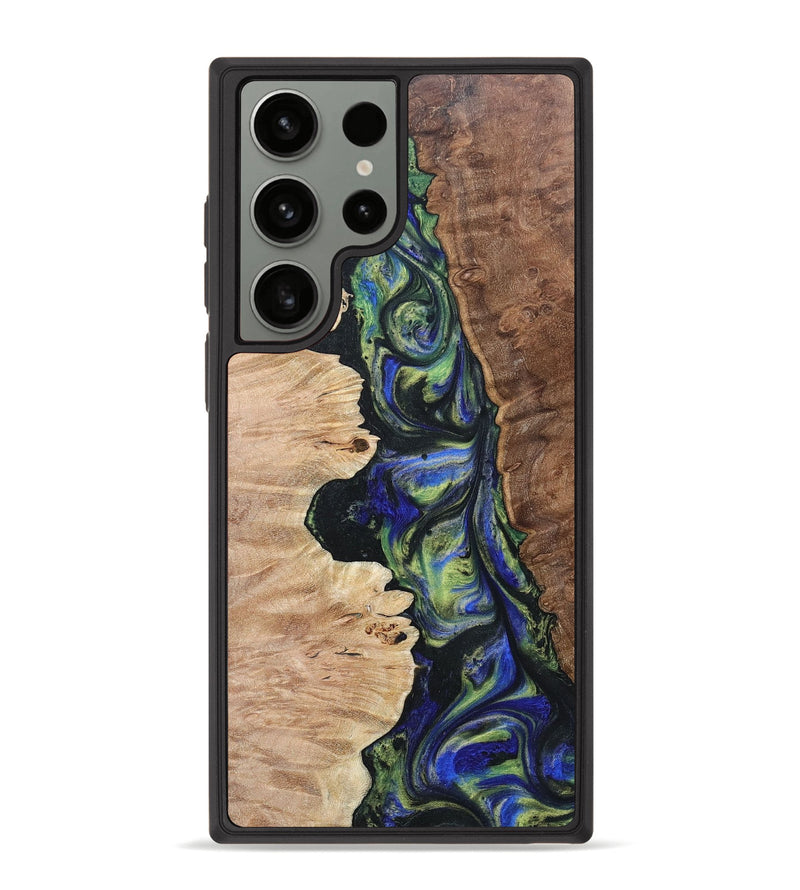 Galaxy S23 Ultra Wood+Resin Phone Case - Daniella (Green, 695670)