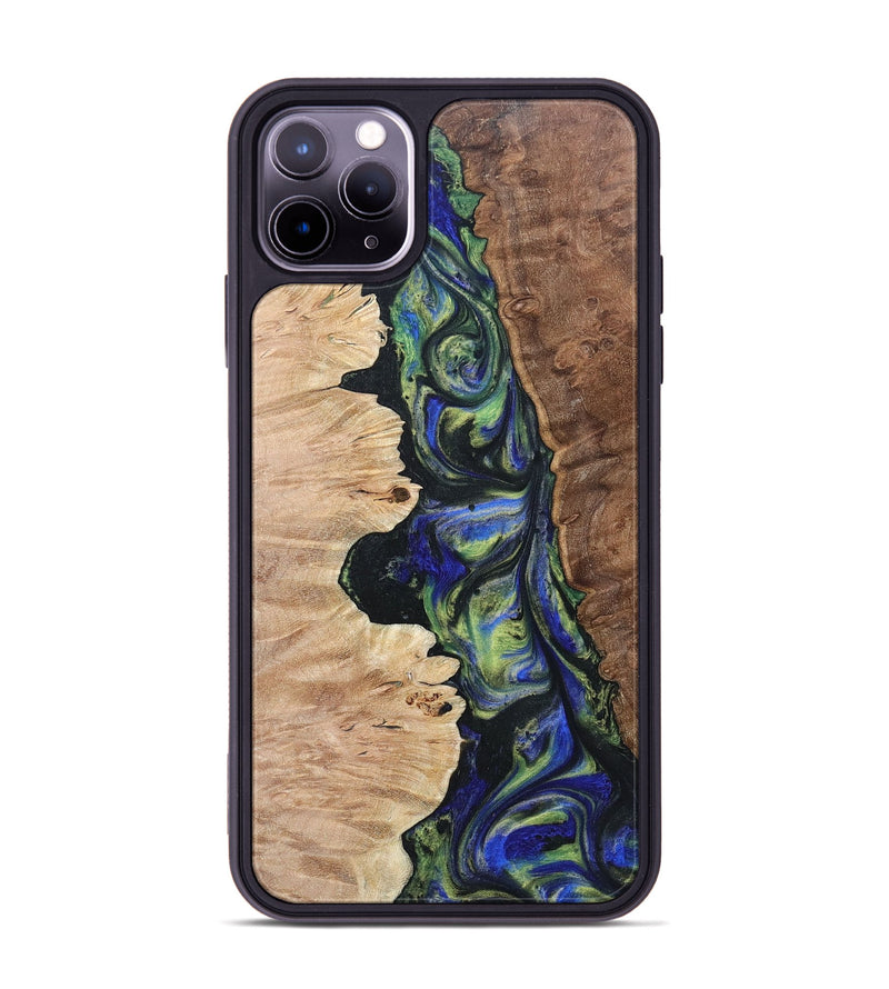 iPhone 11 Pro Max Wood+Resin Phone Case - Daniella (Green, 695670)