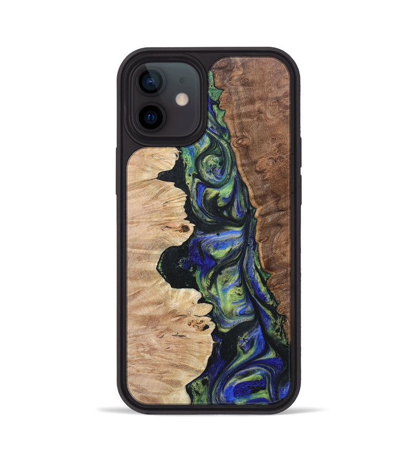 iPhone 12 Wood+Resin Phone Case - Daniella (Green, 695670)