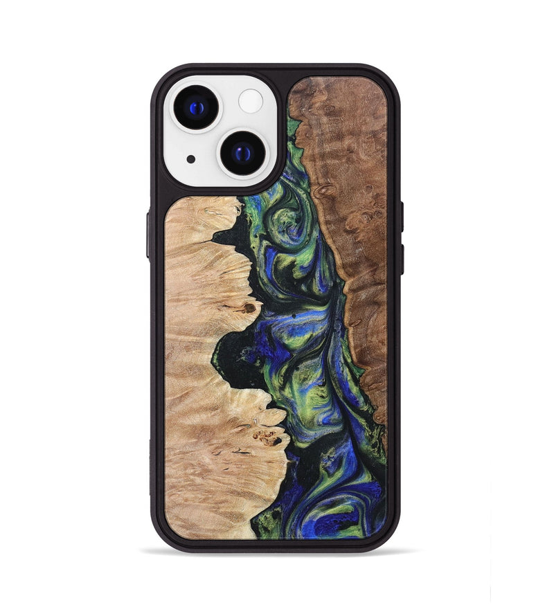 iPhone 13 Wood+Resin Phone Case - Daniella (Green, 695670)