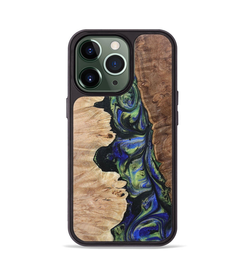 iPhone 13 Pro Wood+Resin Phone Case - Daniella (Green, 695670)