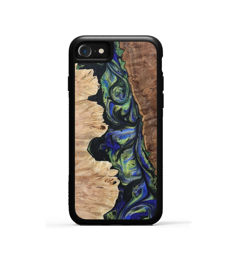 iPhone SE Wood+Resin Phone Case - Daniella (Green, 695670)