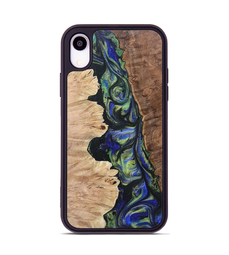 iPhone Xr Wood+Resin Phone Case - Daniella (Green, 695670)