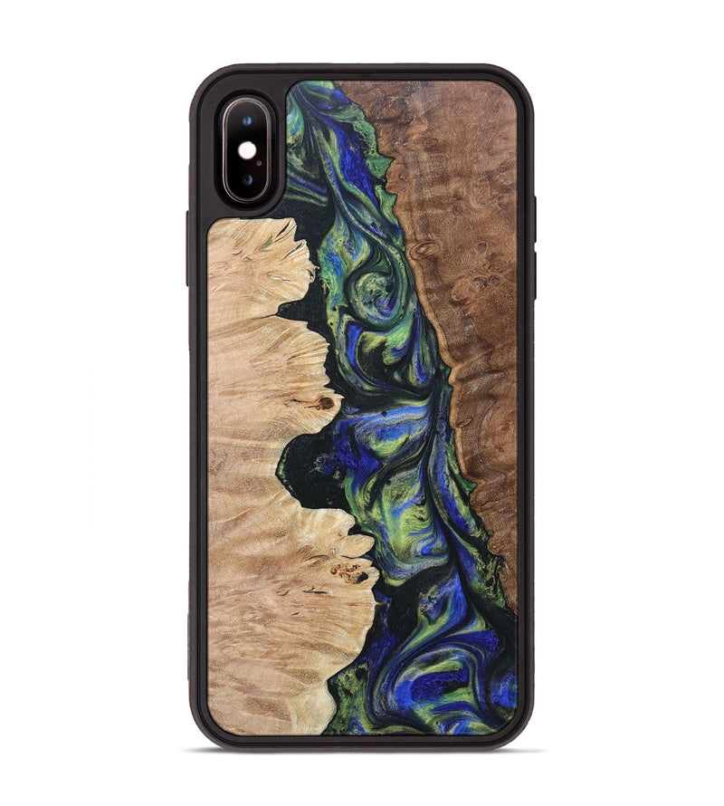 iPhone Xs Max Wood+Resin Phone Case - Daniella (Green, 695670)