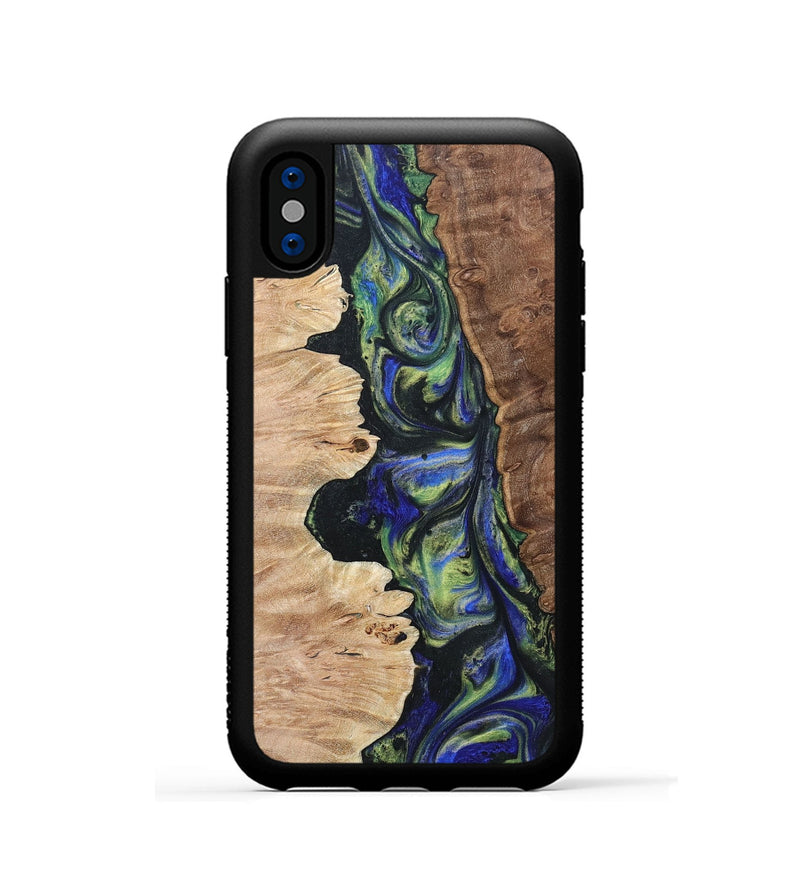iPhone Xs Wood+Resin Phone Case - Daniella (Green, 695670)