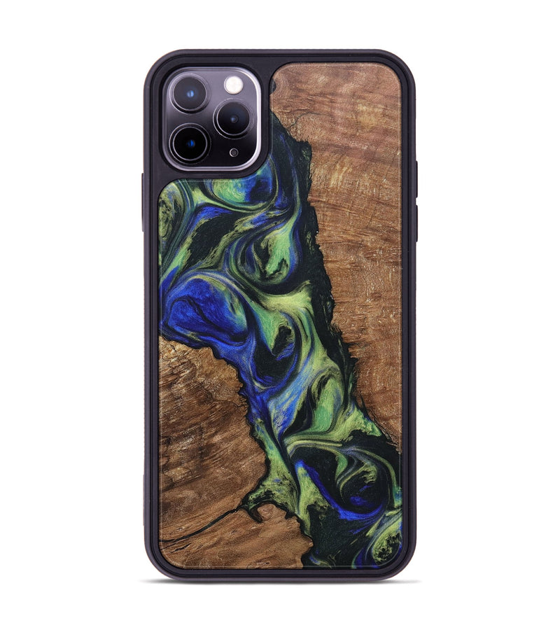 iPhone 11 Pro Max Wood+Resin Phone Case - Janelle (Green, 695675)