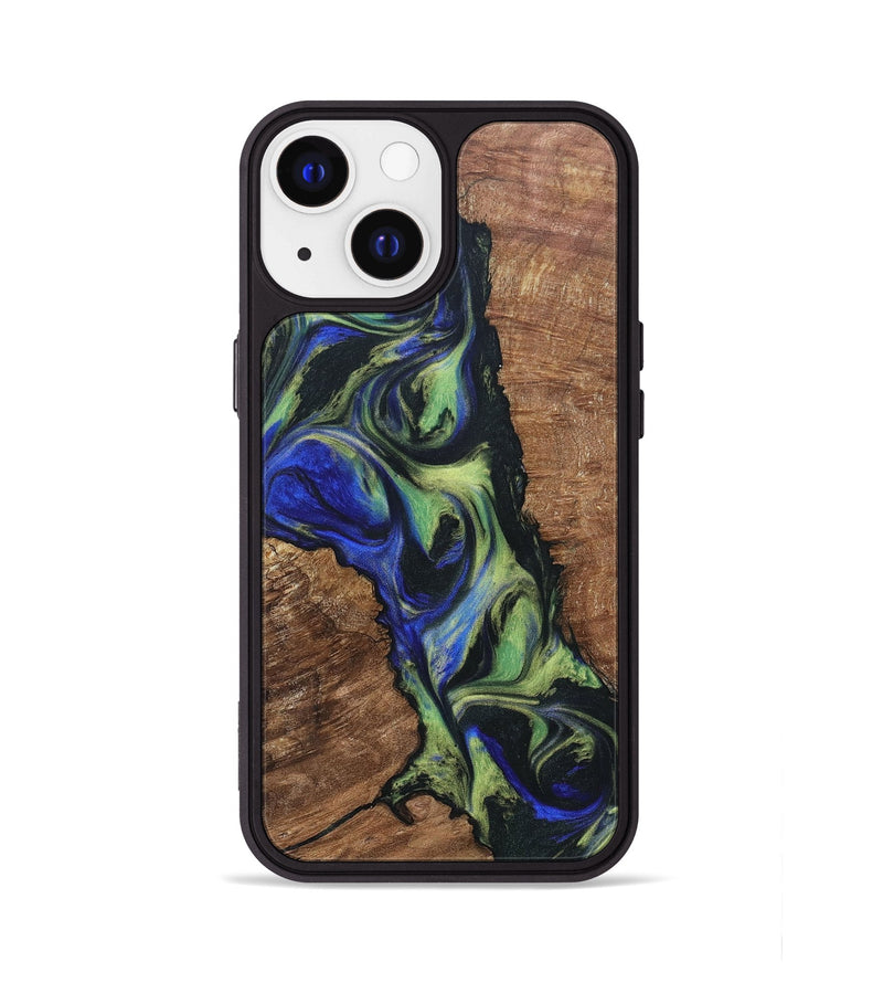 iPhone 13 Wood+Resin Phone Case - Janelle (Green, 695675)