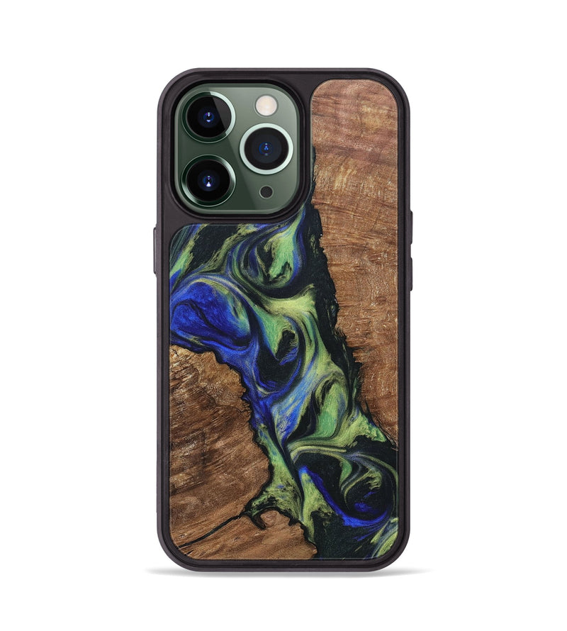 iPhone 13 Pro Wood+Resin Phone Case - Janelle (Green, 695675)