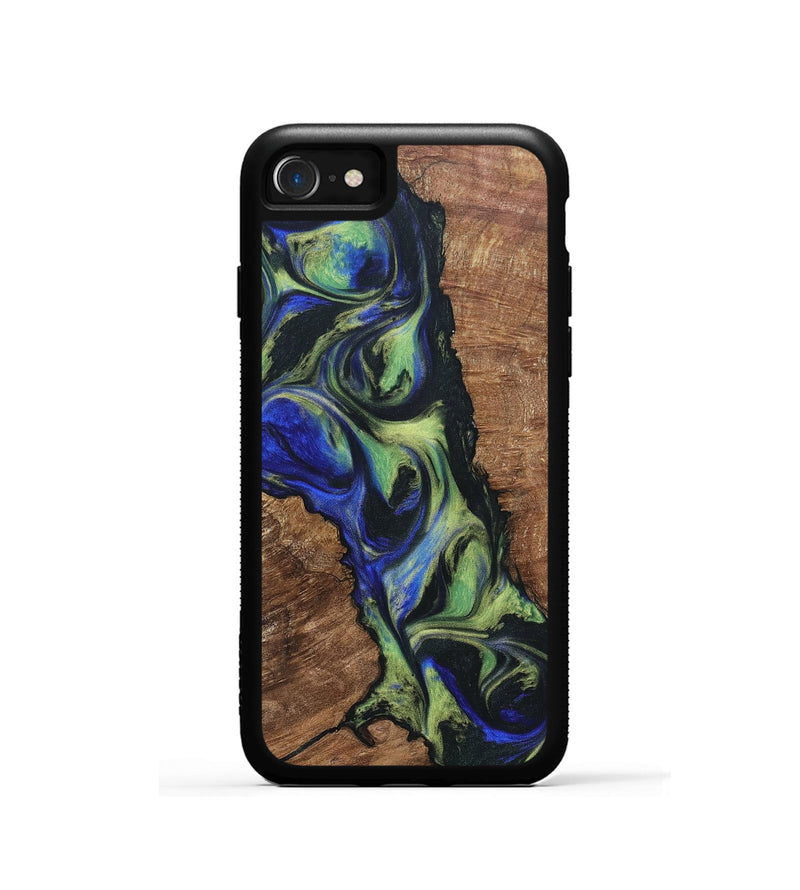 iPhone SE Wood+Resin Phone Case - Janelle (Green, 695675)
