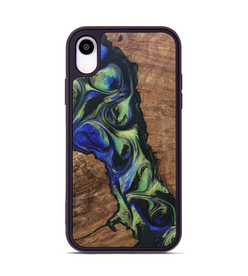 iPhone Xr Wood+Resin Phone Case - Janelle (Green, 695675)