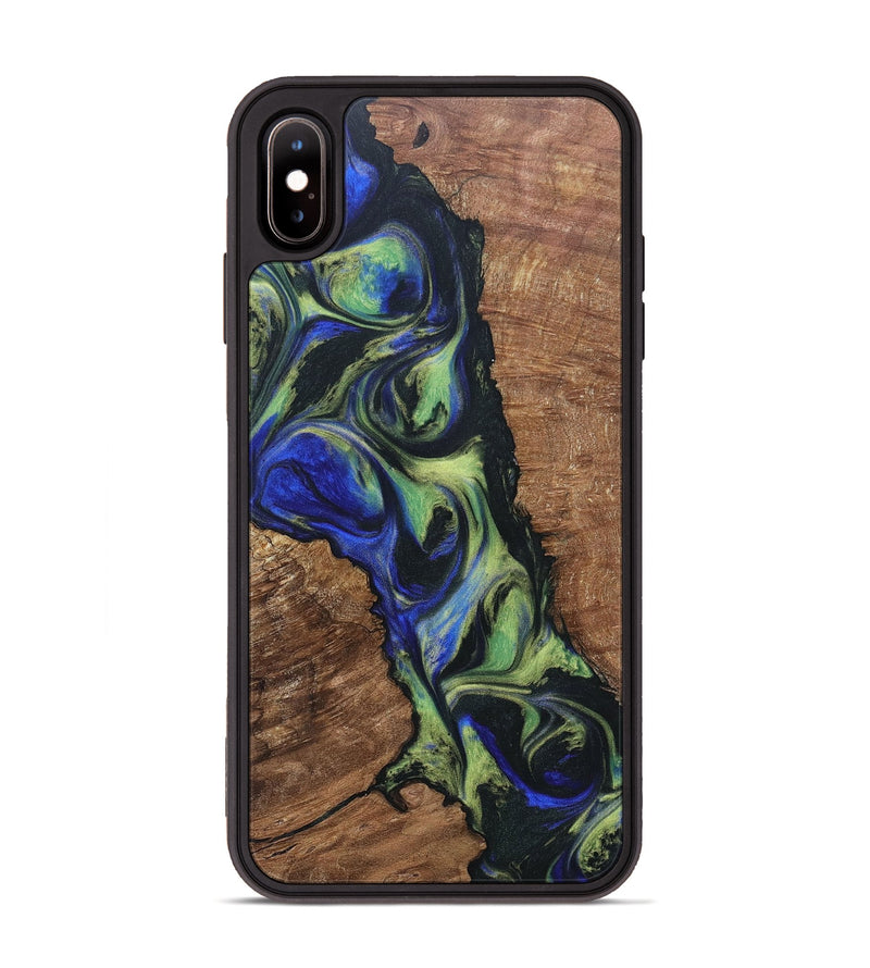 iPhone Xs Max Wood+Resin Phone Case - Janelle (Green, 695675)