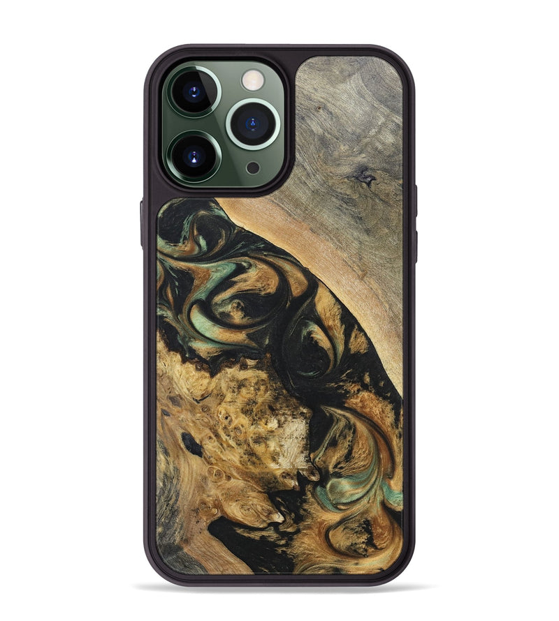 iPhone 13 Pro Max Wood+Resin Phone Case - Edith (Green, 695677)