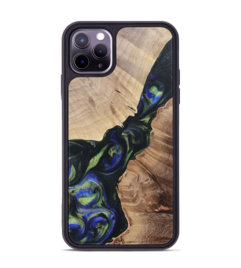 iPhone 11 Pro Max Wood+Resin Phone Case - Milo (Green, 695680)