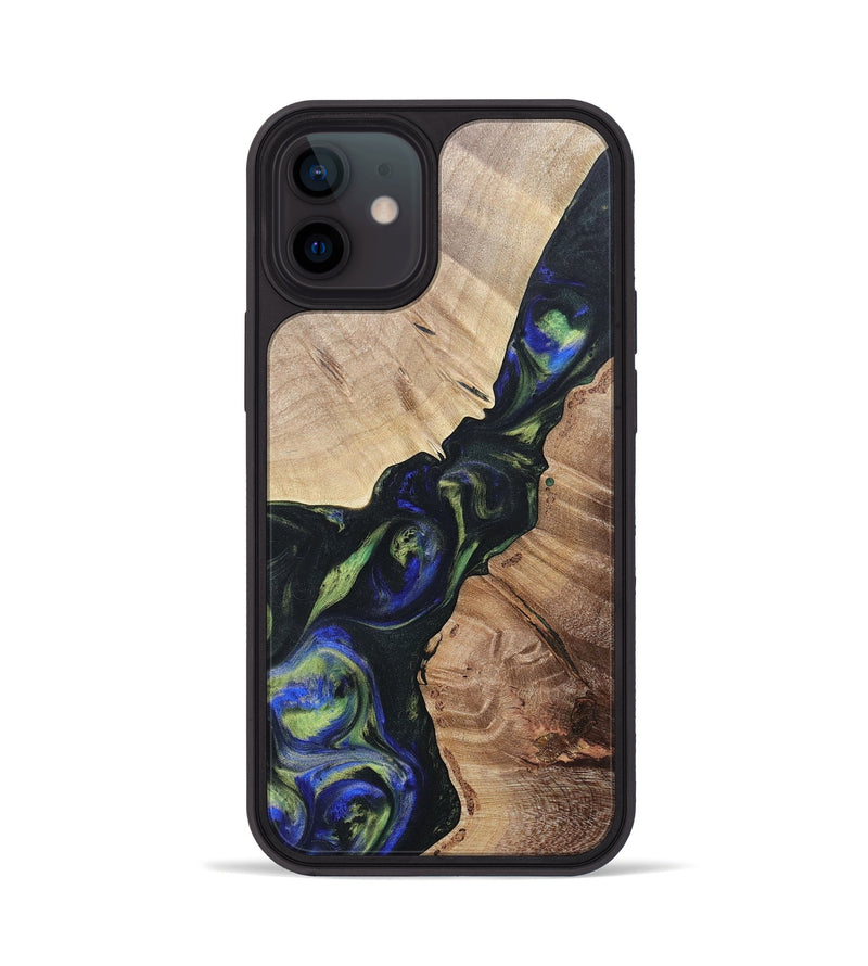 iPhone 12 Wood+Resin Phone Case - Milo (Green, 695680)