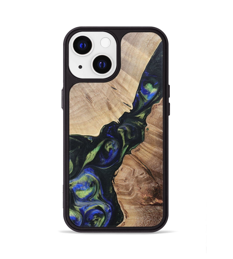 iPhone 13 Wood+Resin Phone Case - Milo (Green, 695680)