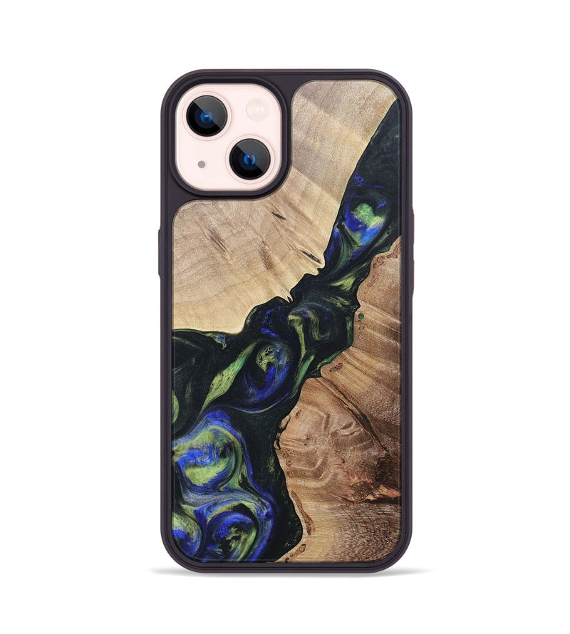 iPhone 14 Wood+Resin Phone Case - Milo (Green, 695680)
